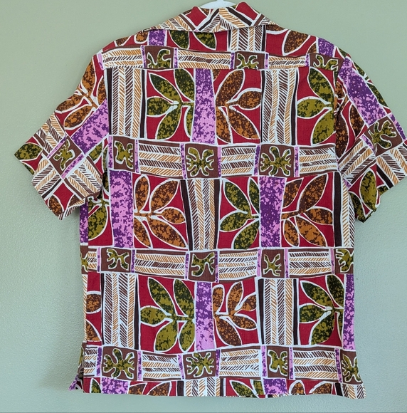 Vintage 60s Mens Hawaiian Zip Up Collared Top by Iolani Hawaii - Picture 4 of 8